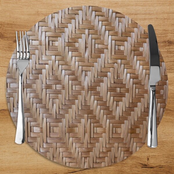 Sousplat Em Mdf Com Estampa Vime Trançado Marrom