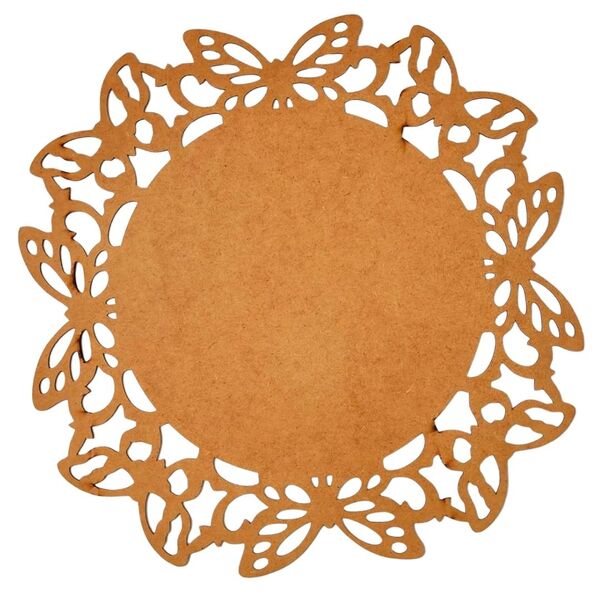 Sousplat Em Mdf Cru Arabesco 35cm - Mdf 3mm - Kit C/ 12 Unid.