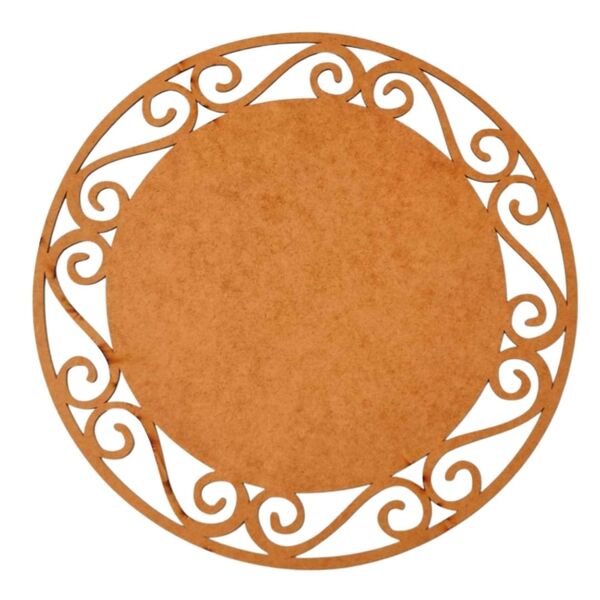 Sousplat Em Mdf Cru Arabesco 35cm - Mdf 3mm - Kit C/ 12 Unid.