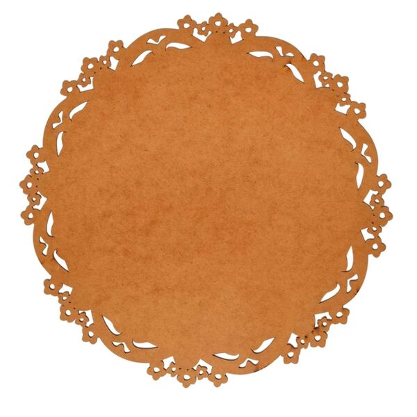 Sousplat Em Mdf Cru Arabesco 35cm - Mdf 3mm - Kit C/ 24 Unid.