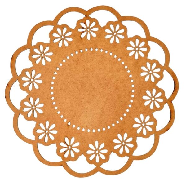 Sousplat Em Mdf Cru Arabesco 35cm - Mdf 3mm - Kit C/ 6 Unid.