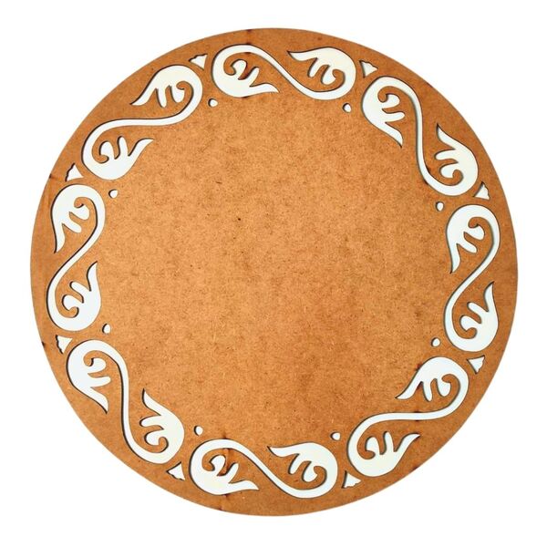Sousplat Em Mdf Cru Arabesco 35cm - Mdf 3mm - Kit C/ 6 Unid.