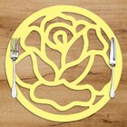 Sousplat Em Mdf Flor Vazada Amarelo 35x35cm