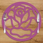 Sousplat Em Mdf Flor Vazada Roxo 35x35cm