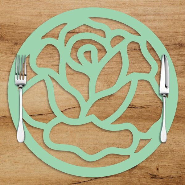 Sousplat Em Mdf Flor Vazada Verde 35x35cm