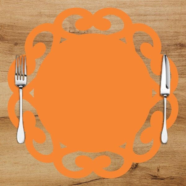 Sousplat Em Mdf Laranja Borda Vazada 35x35cm