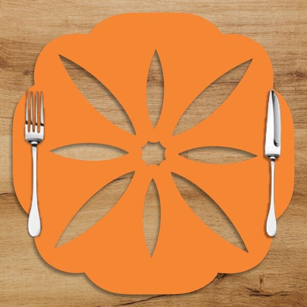 Sousplat Em Mdf Laranja Vazado Pétalas 35x35cm