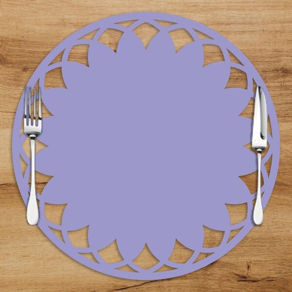 Sousplat Em Mdf Lilás Mandala Com Borda Vazada  35x35cm
