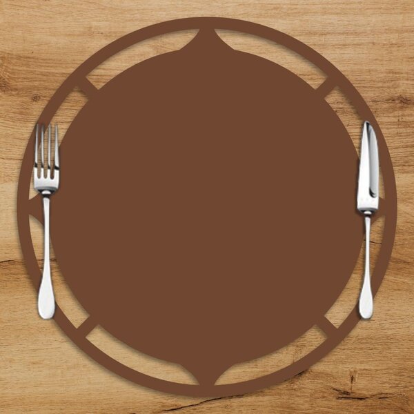 Sousplat Em Mdf Marrom Borda Vazada Detalhada 35x35cm