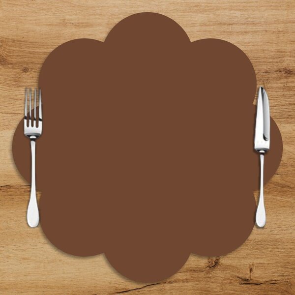 Sousplat Em Mdf Marrom Com Formato De Flor 35x35cm