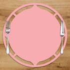 Sousplat Em Mdf Rosa Borda Vazada Detalhada 35x35cm