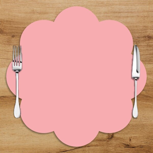 Sousplat Em Mdf Rosa Com Formato De Flor 35x35cm