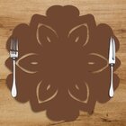 Sousplat Em Mdf Vazado Flor Com Estampa Marrom 35x35cm