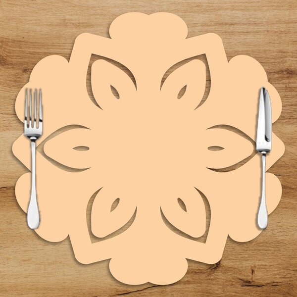 Sousplat Em Mdf Vazado Flor Com Estampa Pêssego 35x35cm