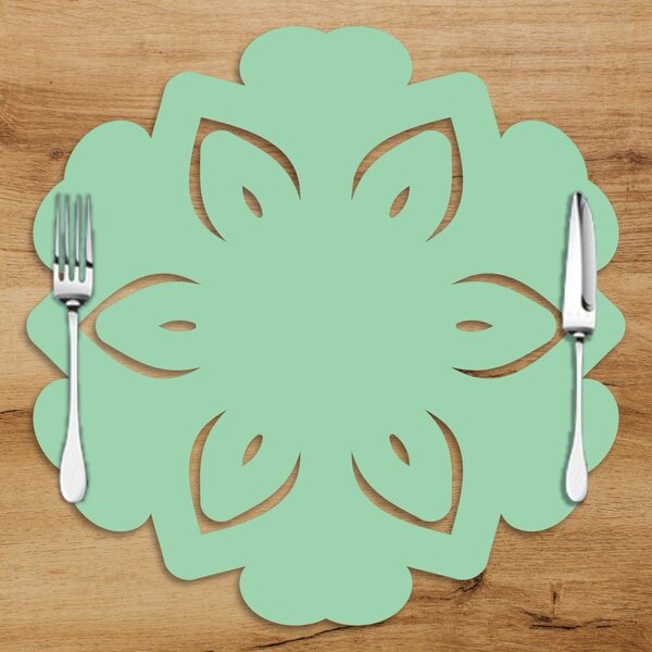 Sousplat Em Mdf Vazado Flor Com Estampa Verde 35x35cm