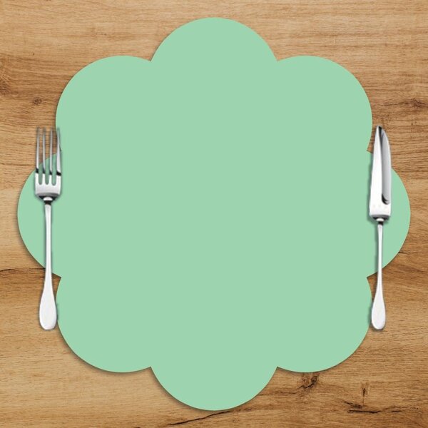 Sousplat Em Mdf Verde Com Formato De Flor 35x35cm