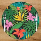 Sousplat Em Mdf Verde Flores E Folhas 35x35cm