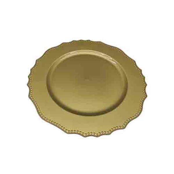 Sousplat Em Plástico Zahav Bolinhas 33cm Dourado