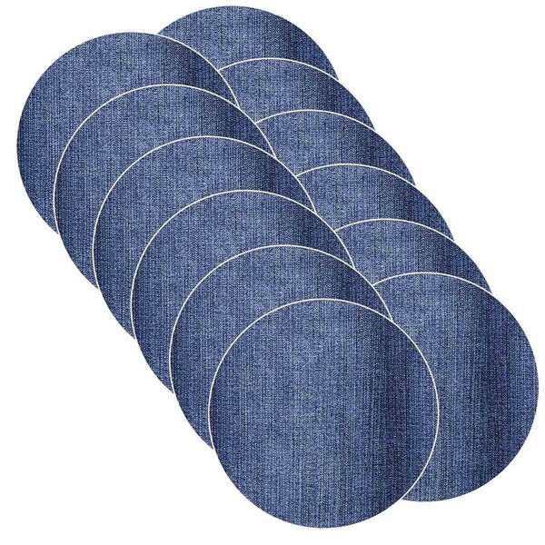 Sousplat Estampa Jeans Impressa Tecido Microfibra - 12 Peças
