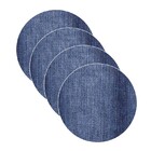 Sousplat Estampa Jeans Impressa Tecido Microfibra - 4 Peças -