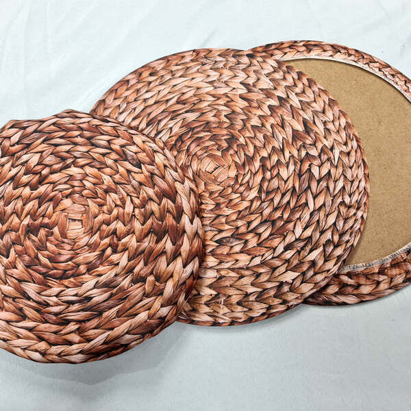 Sousplat Estampa Ratã Impressa Tecido Microfibra - 2 Peças -