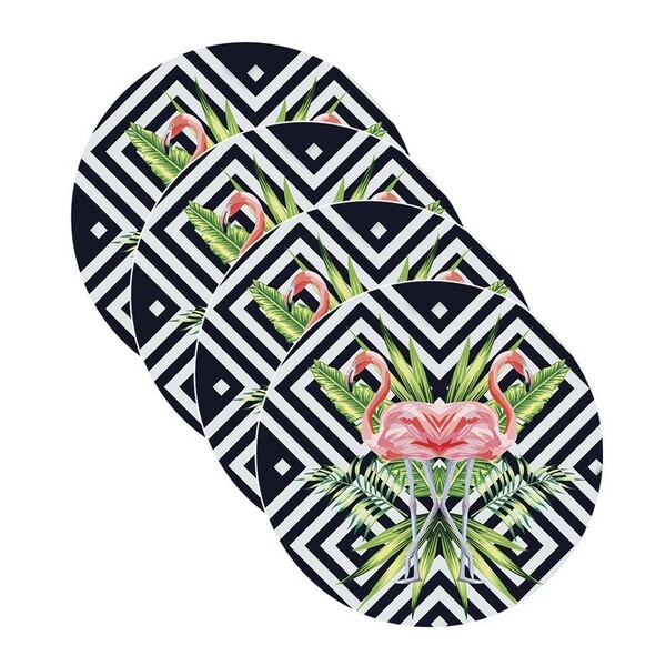 Sousplat Flamingos - 4 Peças - Com Base