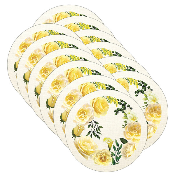Sousplat Flores Amarela - 12 Peças - Sem Base