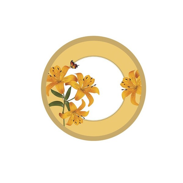 Sousplat Flores Amarelo - 1 Peça - Com Base