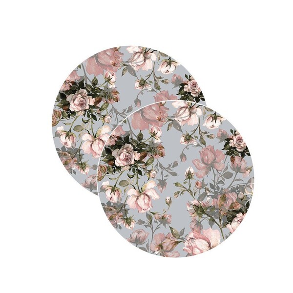 Sousplat Flores Cinza - 2 Peças - Sem Base