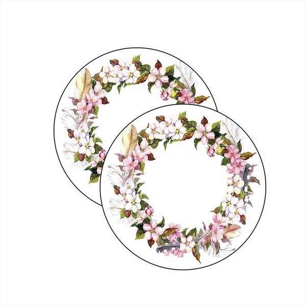 Sousplat Flores Guirlanda - 2 Peças - Sem Base