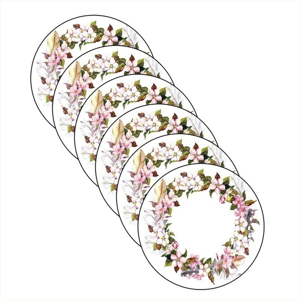 Sousplat Flores Guirlanda - 6 Peças - Com Base