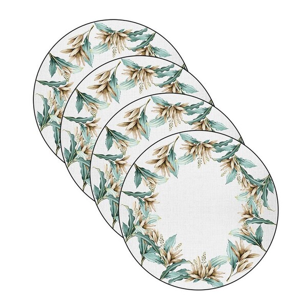 Sousplat Flores Menta - 4 Peças - Com Base