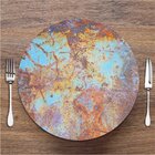 Sousplat Fundo Azul Pintura Ferrugem Em Mdf 35x35cm