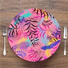 Sousplat Fundo Rosa Folhas Tropicais Em Mdf 35x35cm
