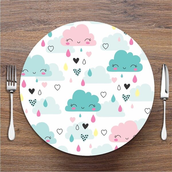 Sousplat Infantil Nuvens Mágicas Coloridas Em Mdf 35x35cm