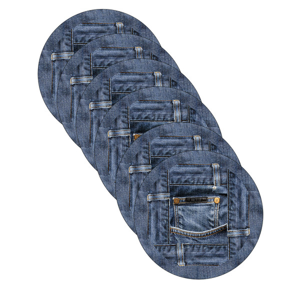 Sousplat Jeans Calça - 6 Peças - Sem Base