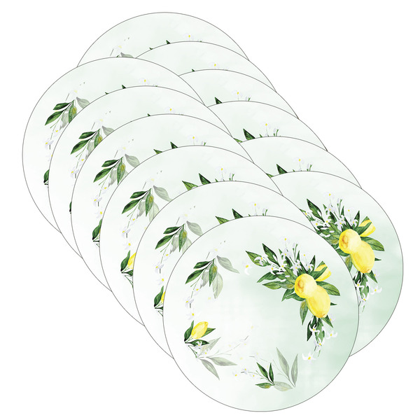 Sousplat Limão Aquarela - 12 Peças - Com Base