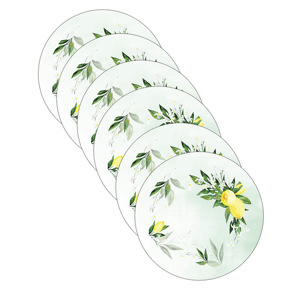 Sousplat Limão Aquarela - 6 Peças - Com Base