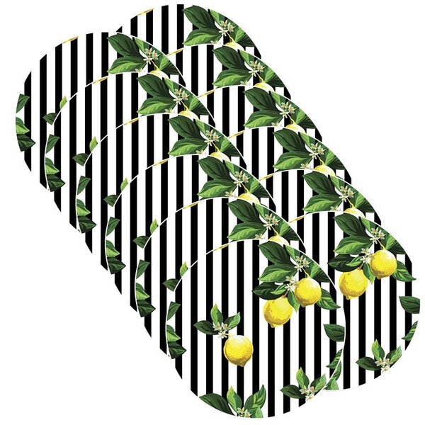 Sousplat Limão Listras - 12 Peças - Com Base