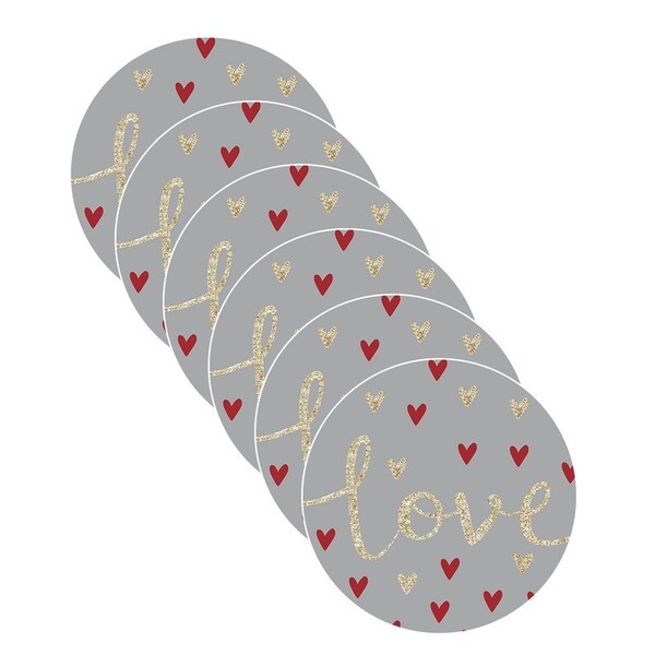 Sousplat Love Cinza - 6 Peças - Com Base