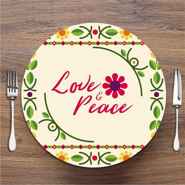 Sousplat Love E Peace Em Mdf 35x35cm
