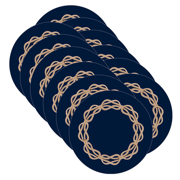 Sousplat Marítimo Corda Azul - 12 Peças - Com Base