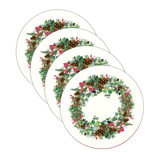 Sousplat Natal Arbusto - 4 Peças - Com Base