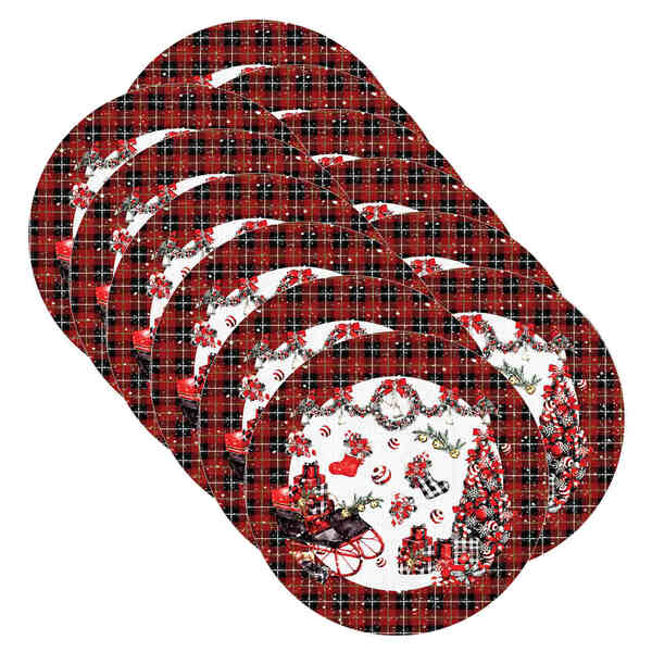 Sousplat Natal Bola Vermelha - 12 Peças - Sem Base