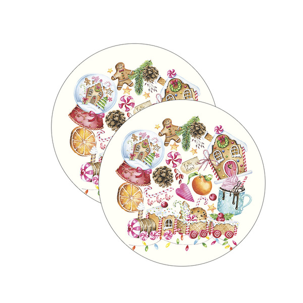 Sousplat Natal Doces Fundo Branco - 2 Peças - Sem Base