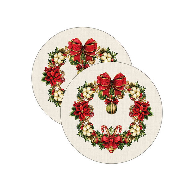 Sousplat Natal Green Red - 2 Peças - Com Base