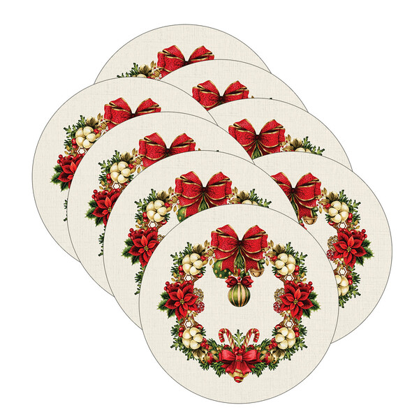 Sousplat Natal Green Red - 8 Peças - Sem Base