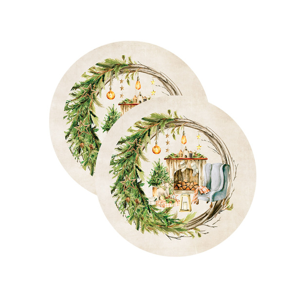 Sousplat Natal Lareira - 2 Peças - Sem Base