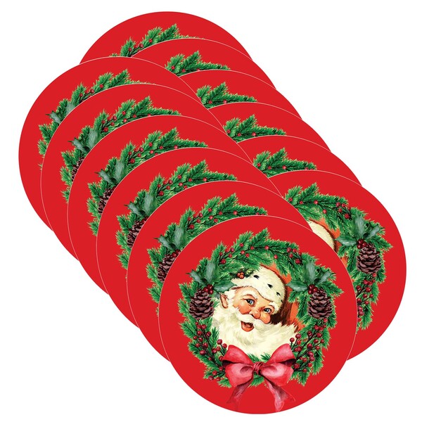 Sousplat Natal Papai Noel Vermelho - 12 Peças - Com Base