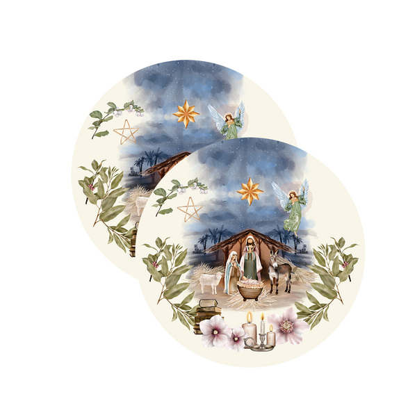 Sousplat Natal Presépio3 - 2 Peças - Sem Base